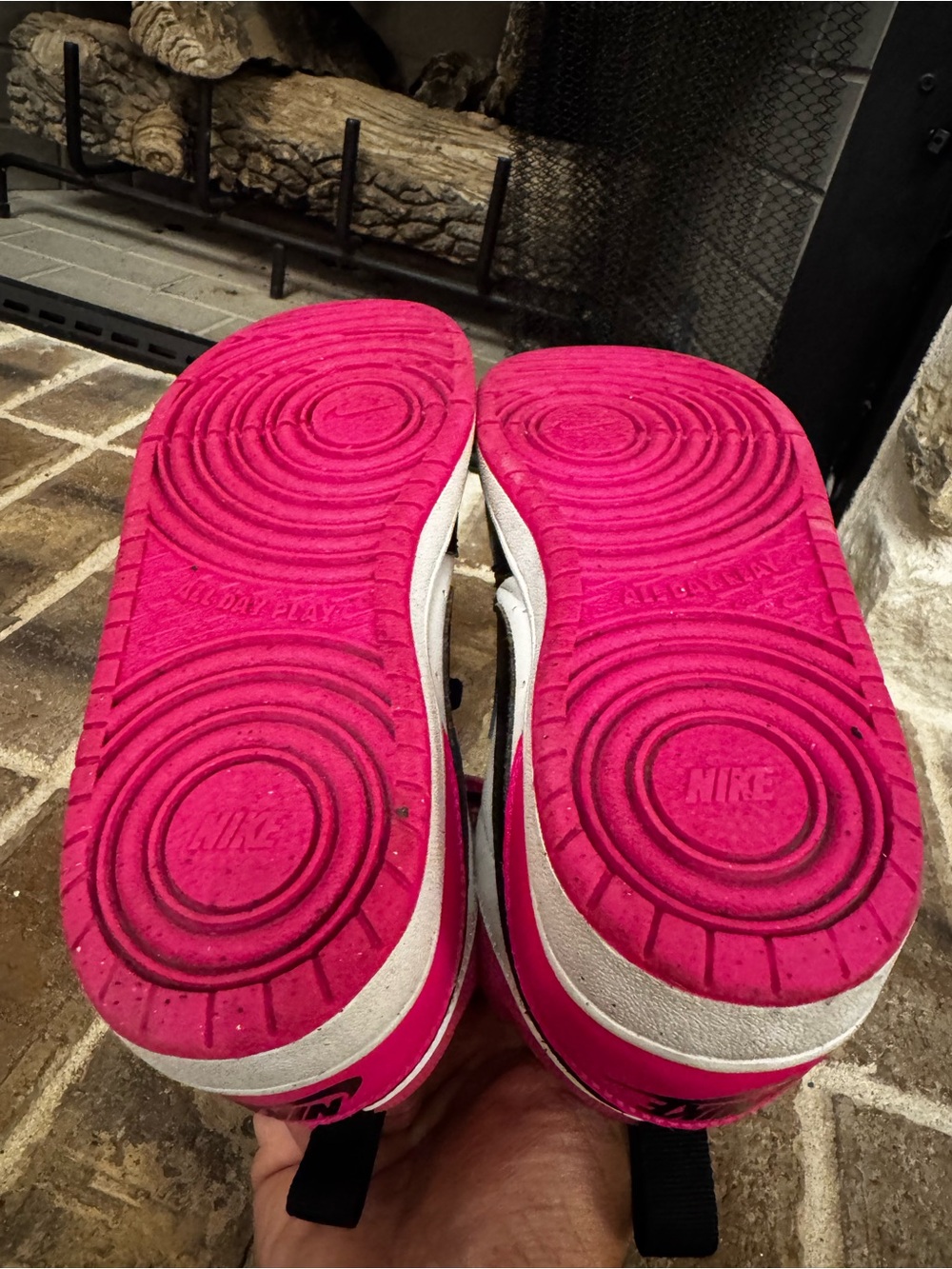 Nike Kids Hot Pink, Black & White High-Top Sneakers - Picture 6 of 6
